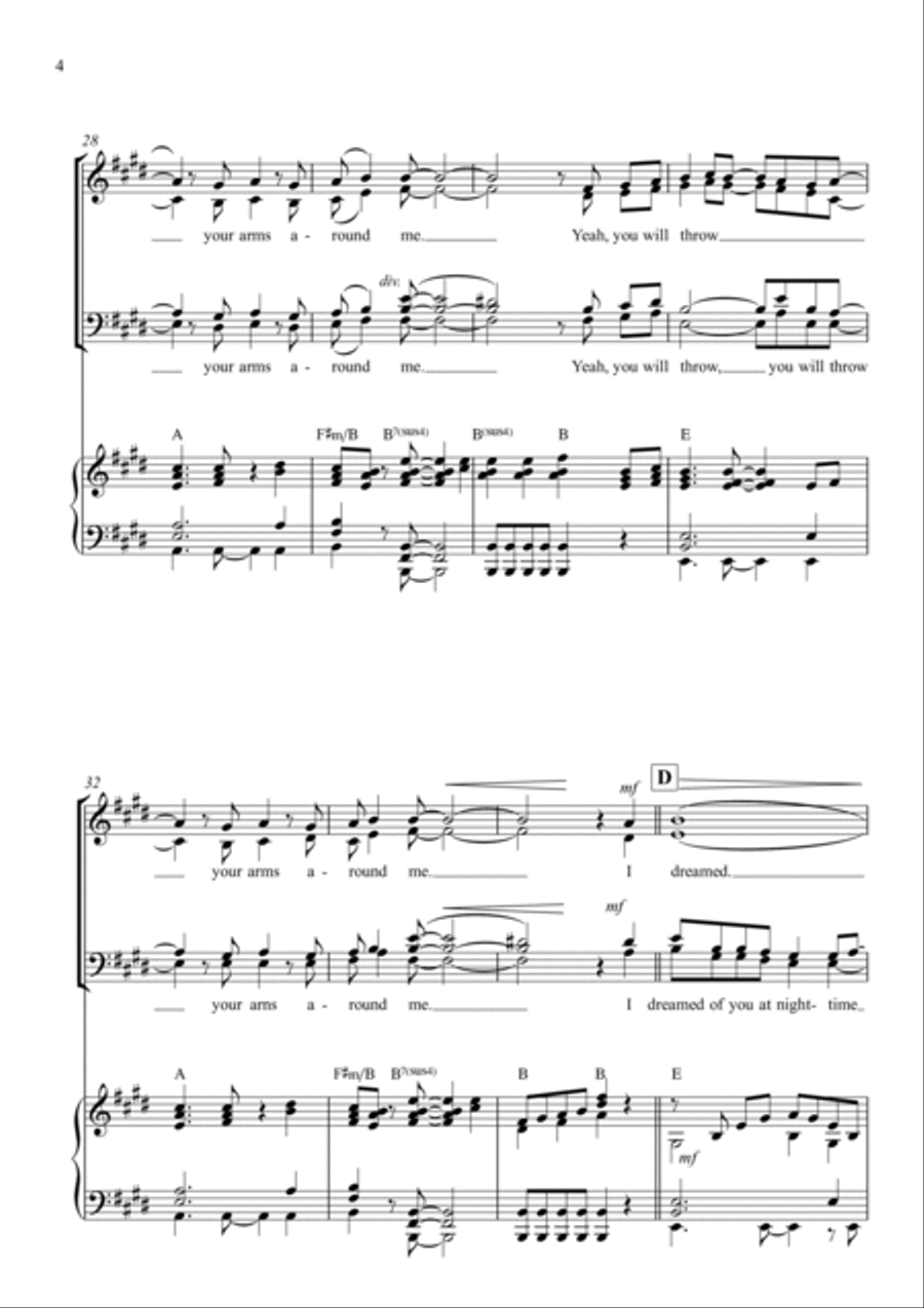 Throw Your Arms Around Me 4-Part scores gallery preview page 4