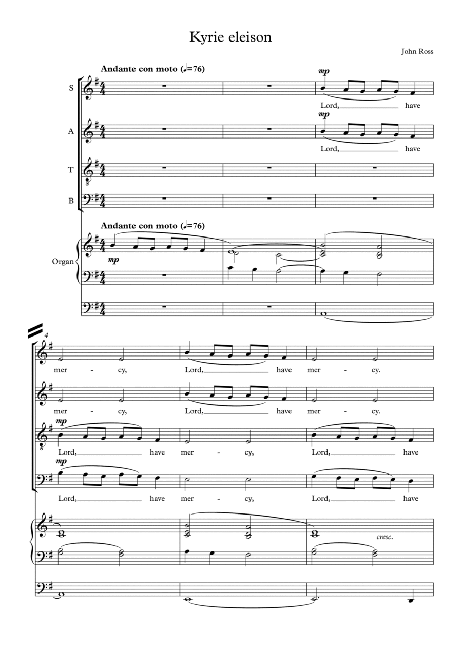 Phoenix Mass - Kyrie eleison 4-Part scores gallery preview page 1
