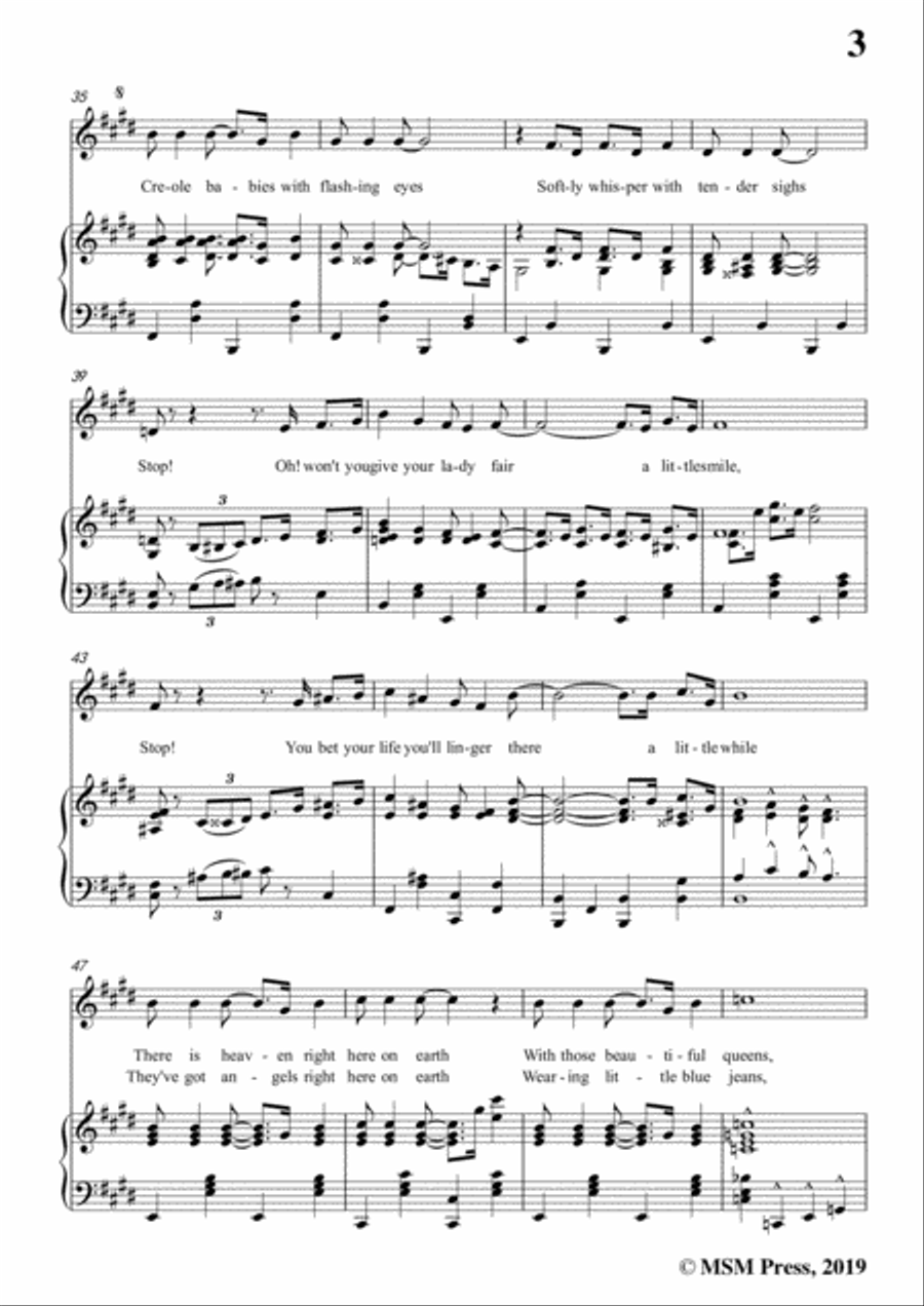 Turner Layton-Way Down Yonder in New Orleans,in E Major,for Voice&Pno Voice scores gallery preview page 5