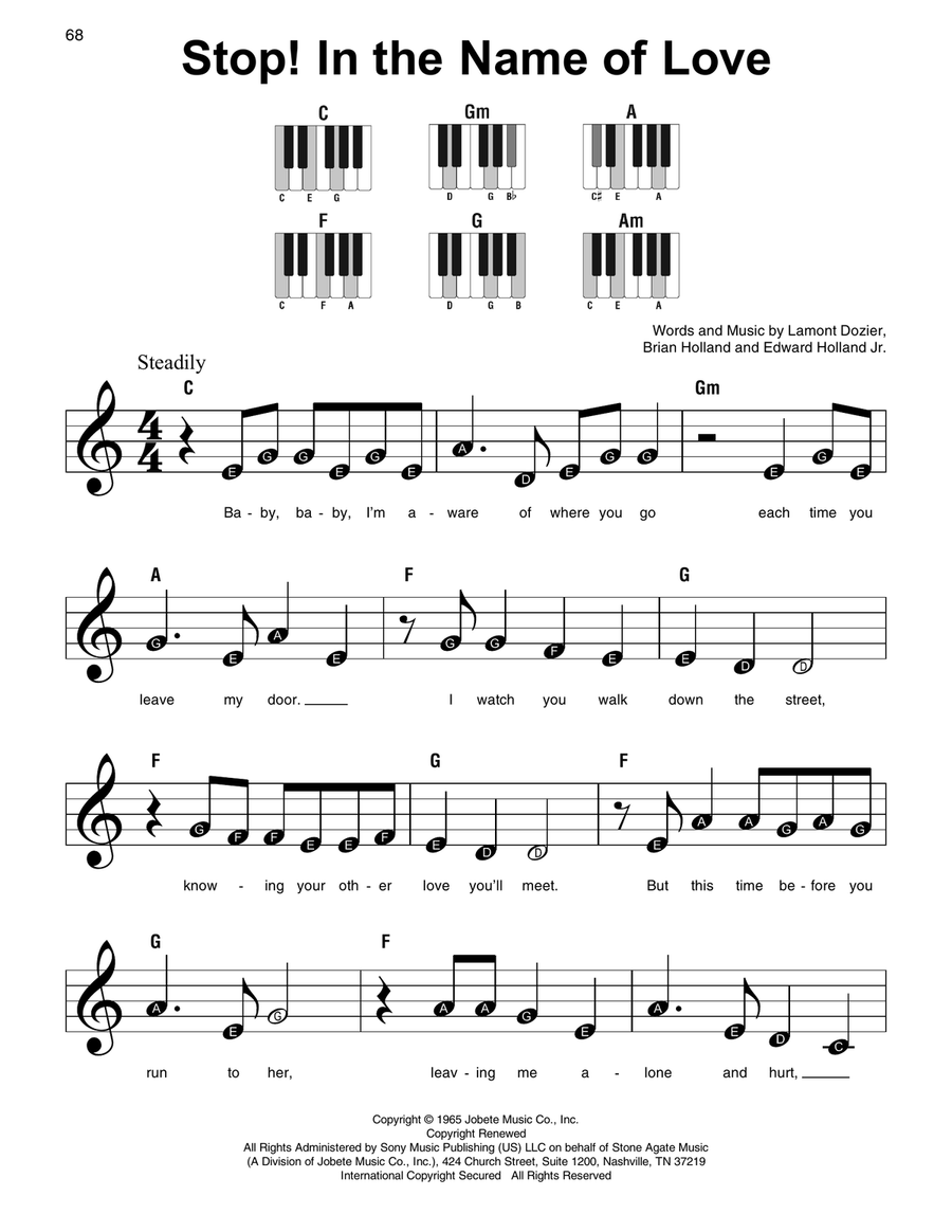 Stop! In The Name Of Love Easy Piano scores gallery preview page 1