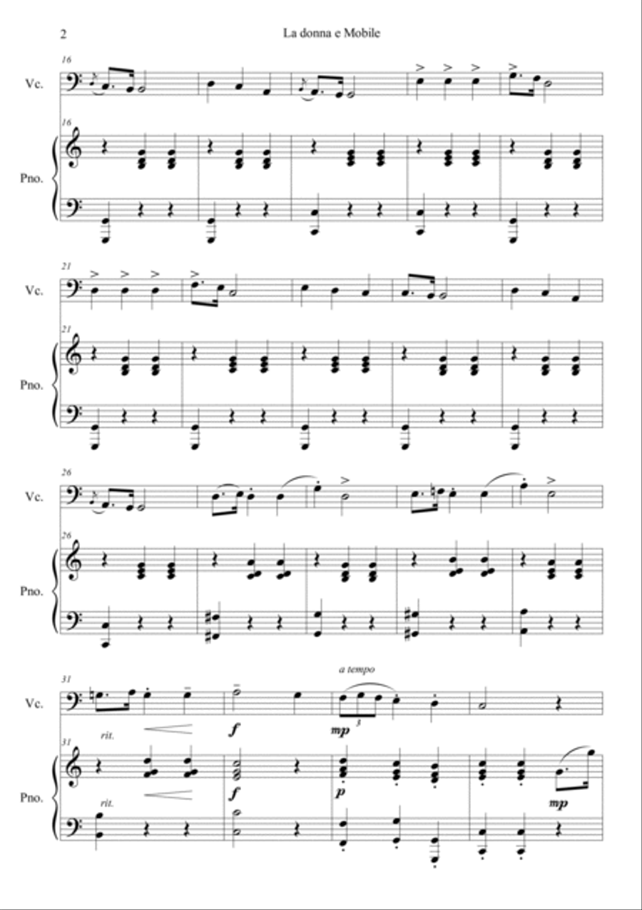 La donna e Mobile from Opera Rigoletto Piano scores gallery preview page 2