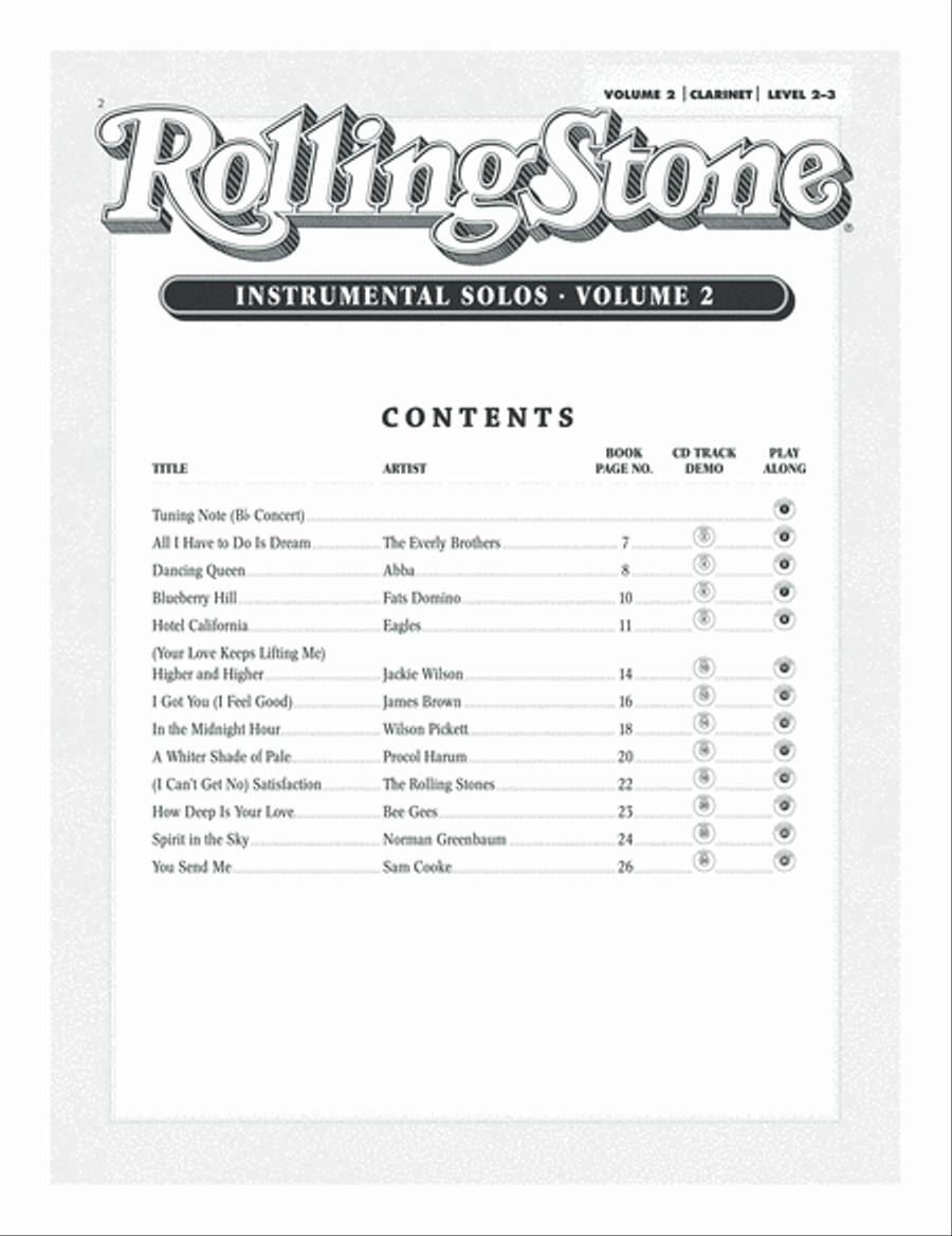 Selections from Rolling Stone Magazine's 500 Greatest Songs of All Time (Instrumental Solos), Volume 2 Clarinet Solo scores gallery preview page 2