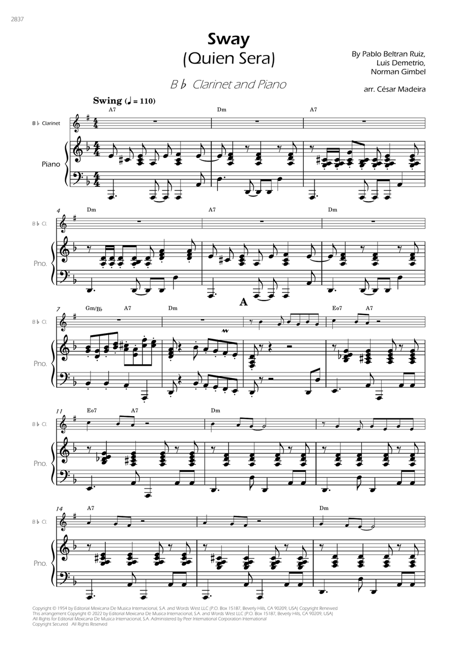 Sway (quien Sera) Sway (quien Sera) B-Flat Clarinet scores gallery preview page 3
