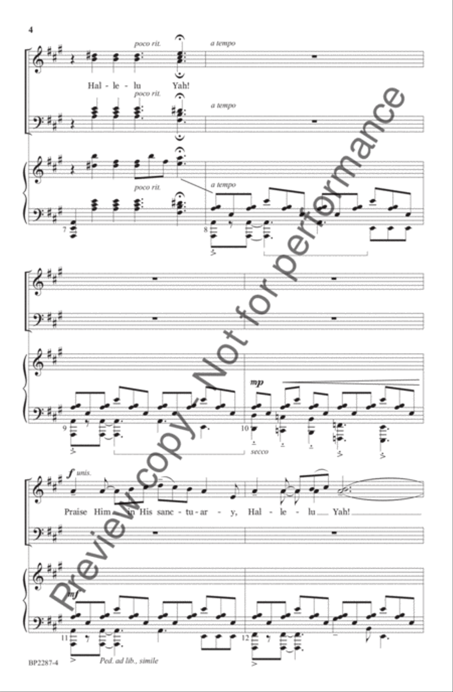 Hallelu Yah: Three Psalms of Praise III. Psalm 150 4-Part scores gallery preview page 5