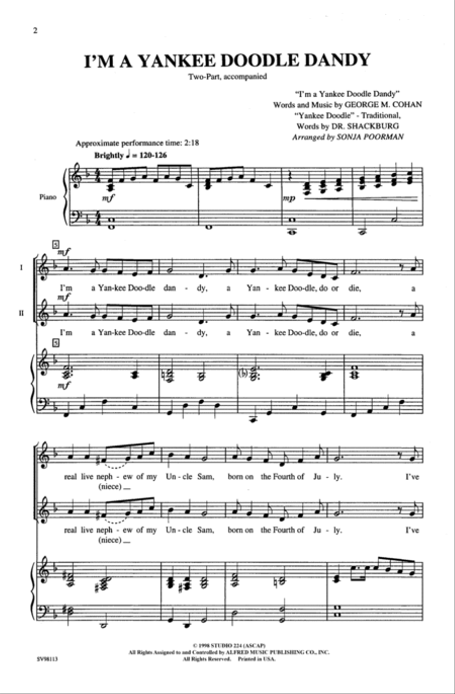 (I'm a) Yankee Doodle Dandy 2-Part scores gallery preview page 9