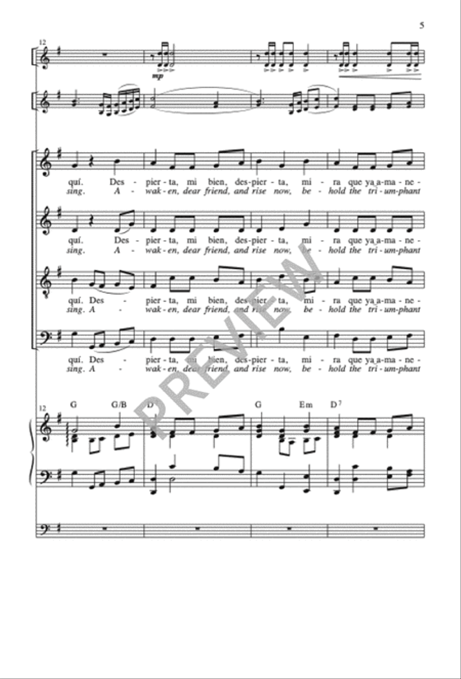Las Mañanitas / The Morning Song 4-Part scores gallery preview page 6