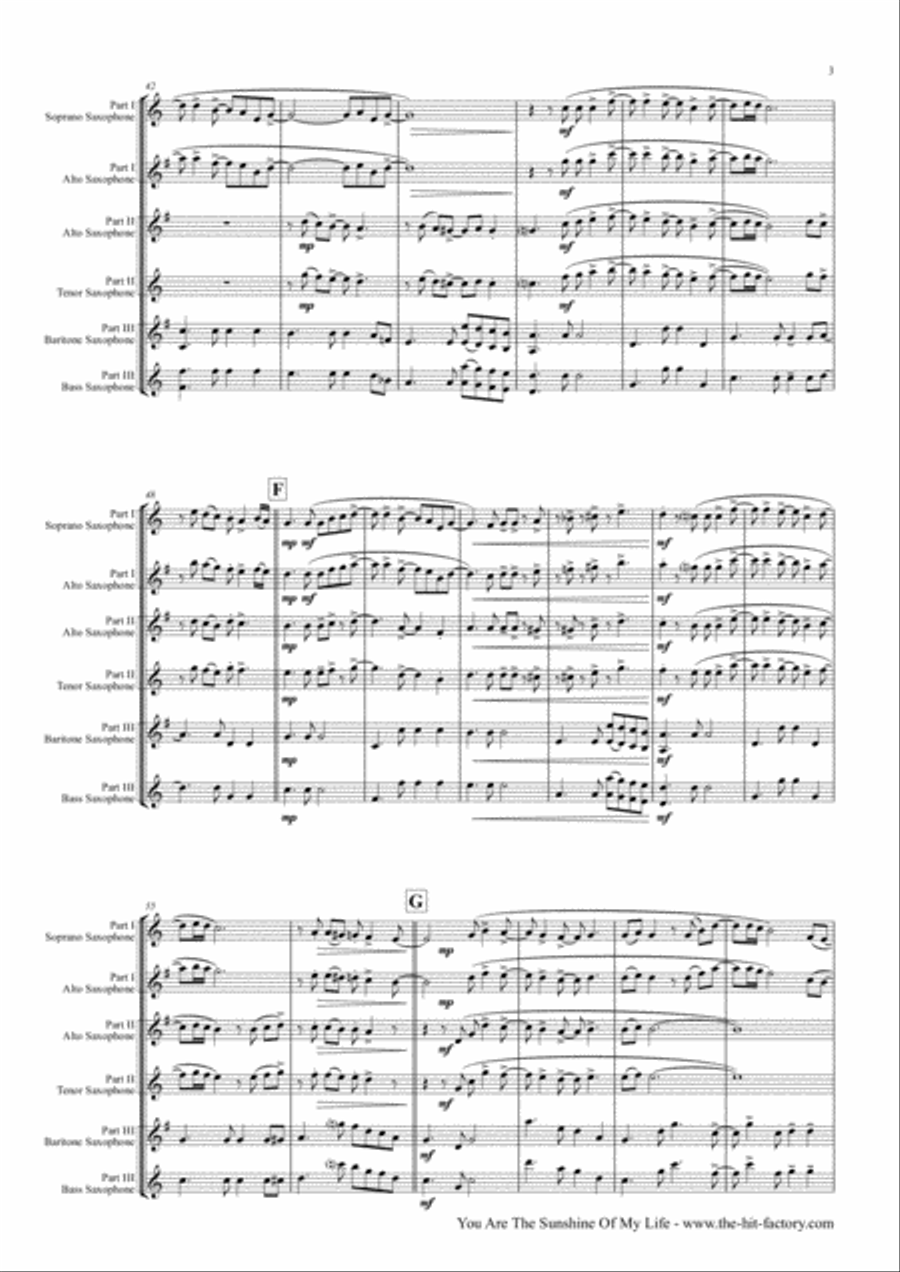 You Are The Sunshine Of My Life Woodwind Trio scores gallery preview page 3