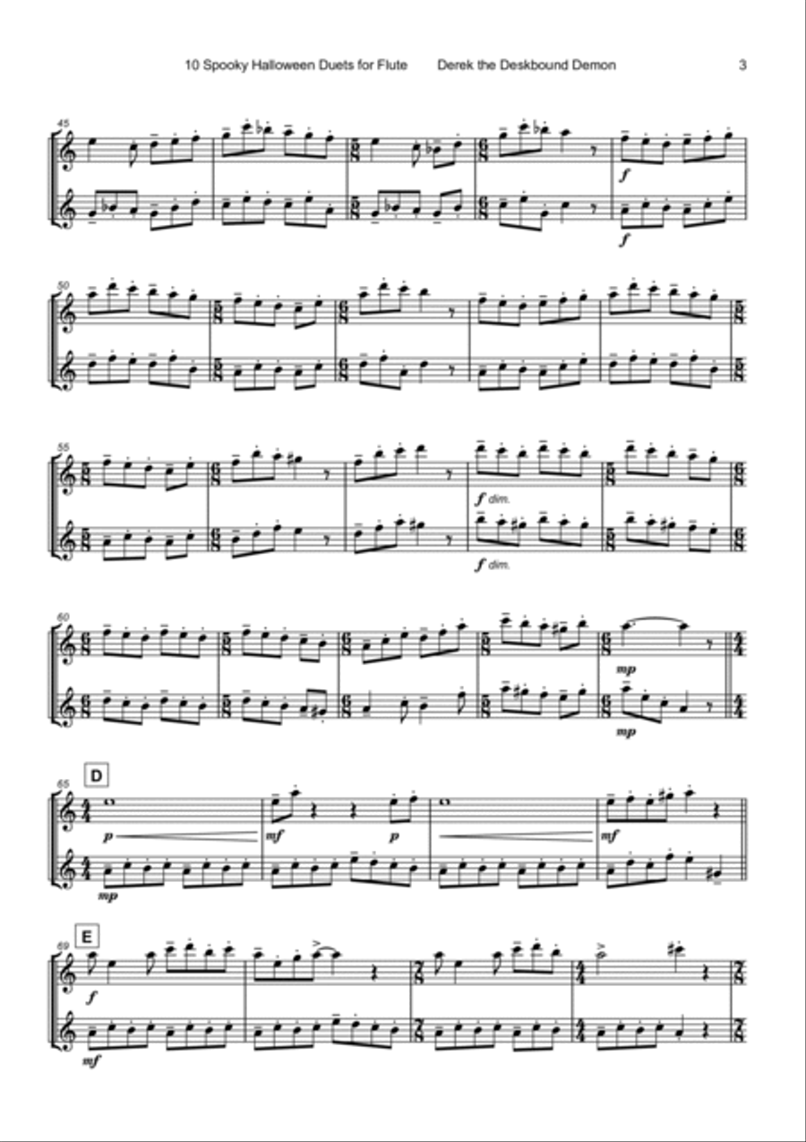 10 Spooky Halloween Duets for Flute Flute Duet scores gallery preview page 5