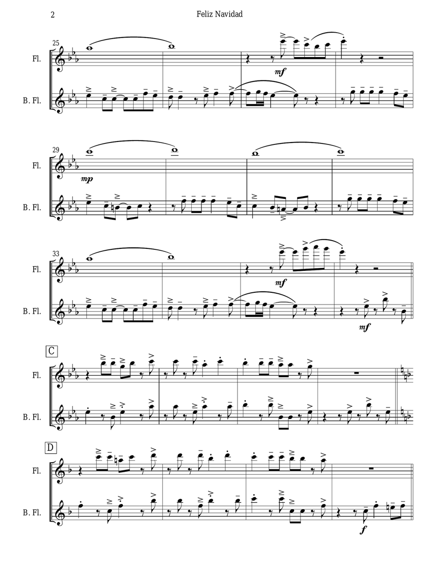 Feliz Navidad Feliz Navidad Flute Duet scores gallery preview page 2