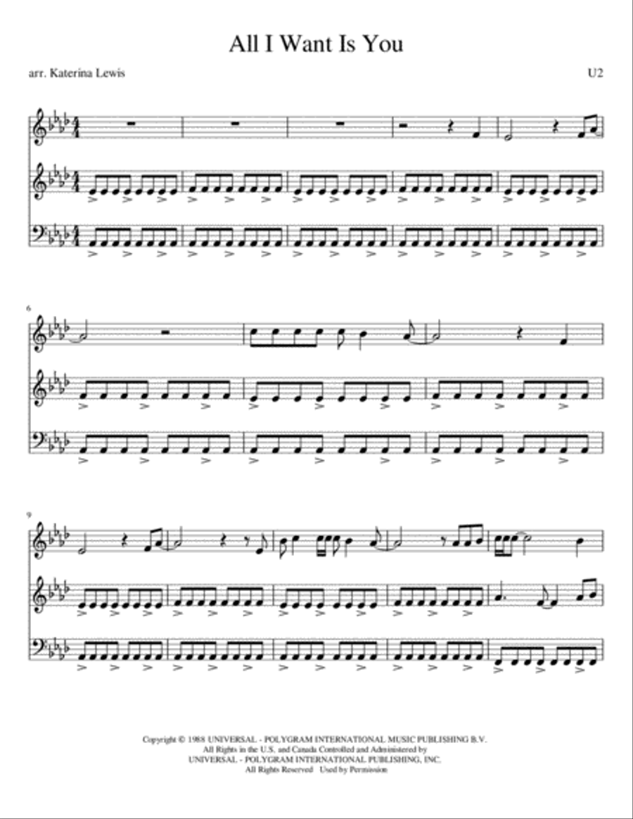 All I Want Is You String Trio scores gallery preview page 1