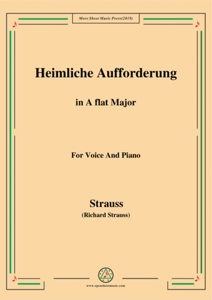 Richard Strauss-Heimliche Aufforderung in A flat Major,for Voice and Piano