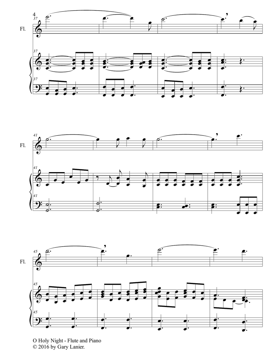O HOLY NIGHT (Duet – Flute & Piano with Parts) Flute Solo scores gallery preview page 5