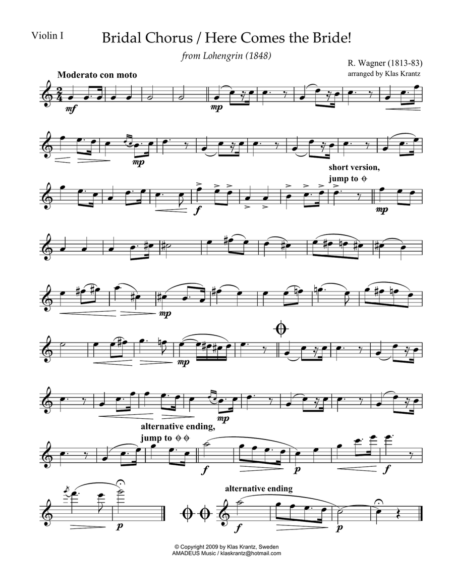 Bridal Chorus / Here Comes the Bride! for string quartet String Quartet scores gallery preview page 5