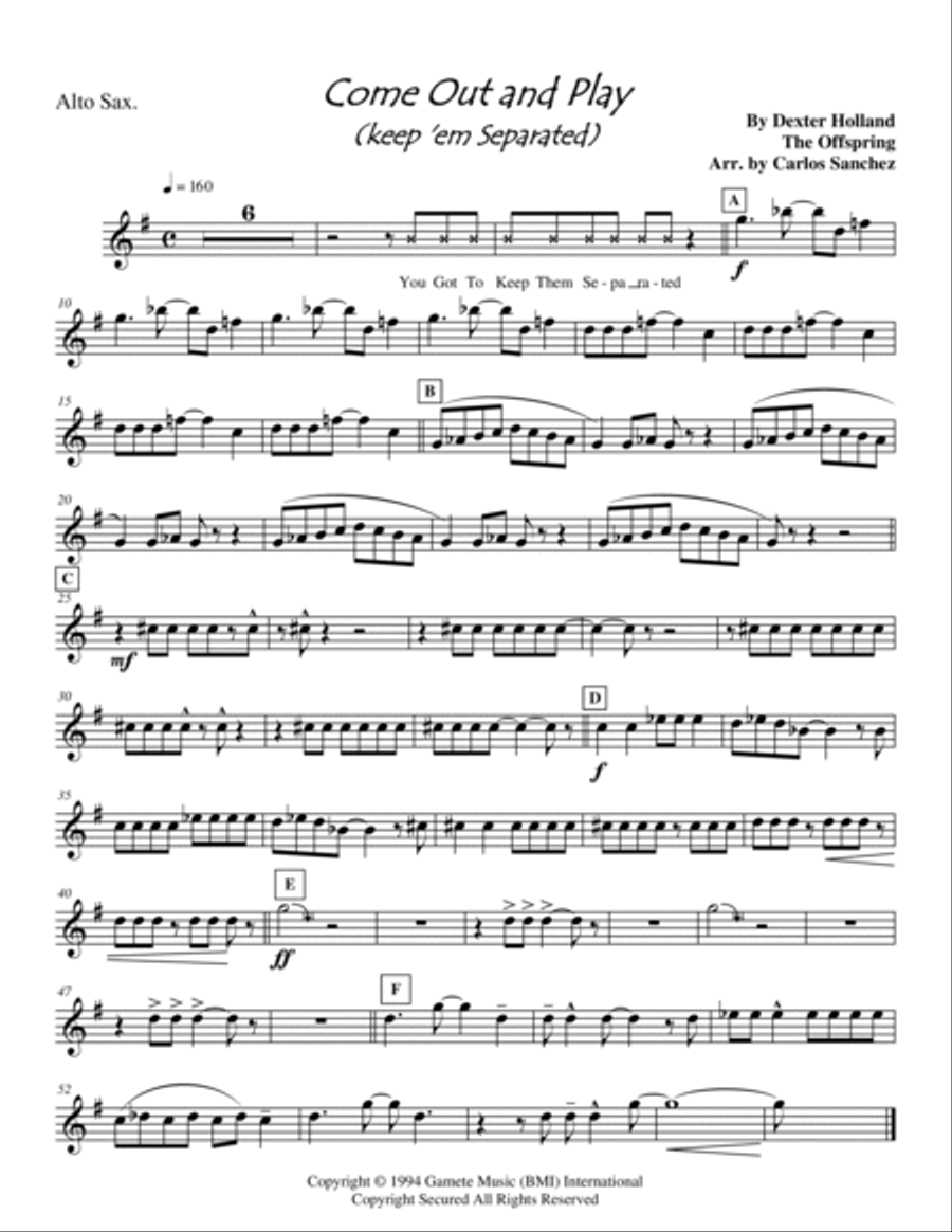 Come Out And Play (keep 'em Separated) Marching Band scores gallery preview page 5