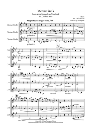 Bach: Minuet in G (Anna Magdalena Notebook) - clarinet trio