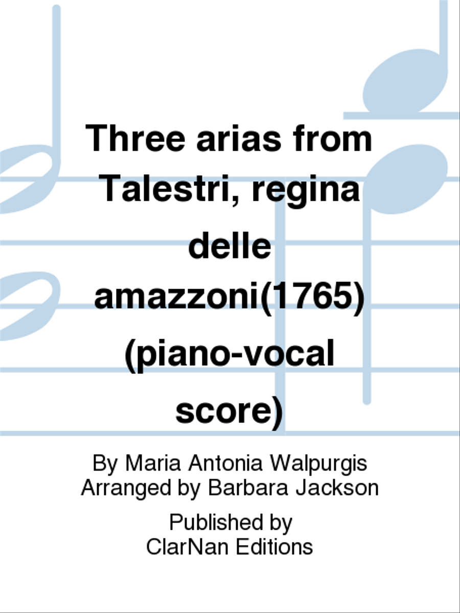 Three arias from Talestri, regina delle amazzoni(1765) (piano-vocal score) Soprano Voice scores gallery preview page 1