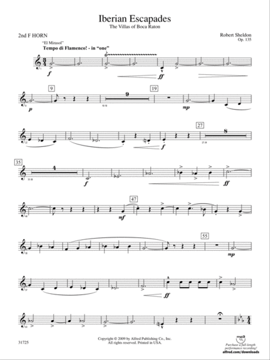 Iberian Escapades: 2nd F Horn Concert Band scores gallery preview page 1