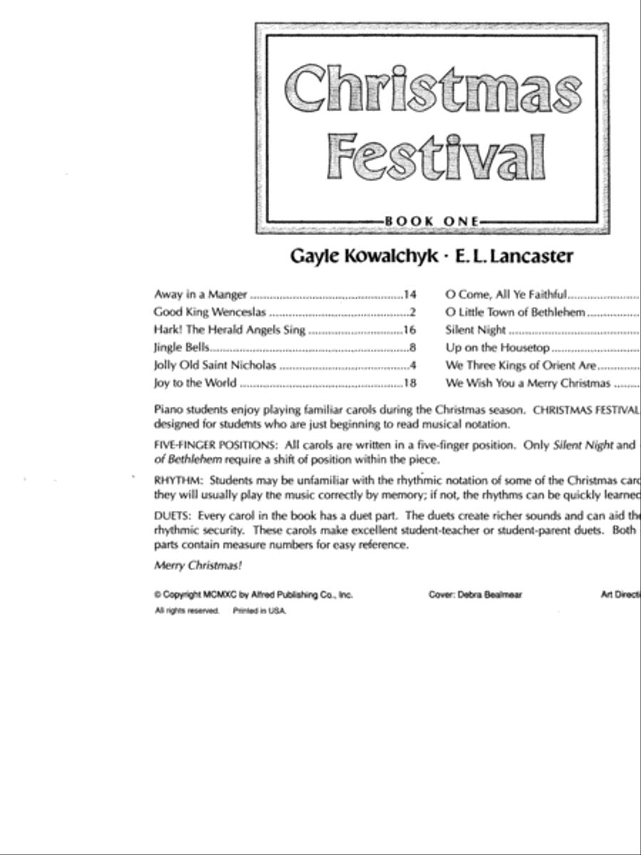 Christmas Festival, Book 1 Easy Piano scores gallery preview page 2