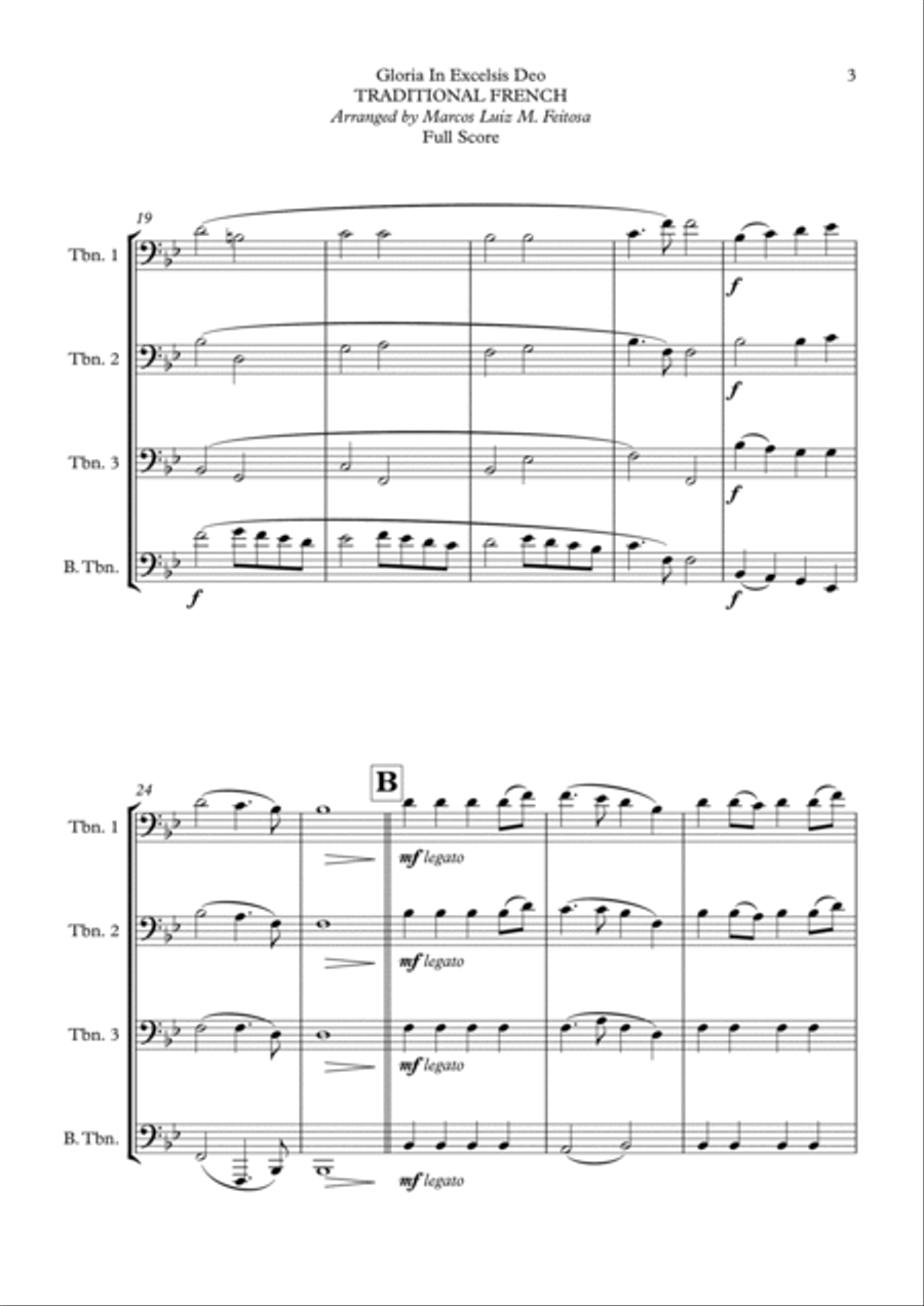 Gloria In Excelsis Deo - Trombone Quartet Trombone Quartet scores gallery preview page 5