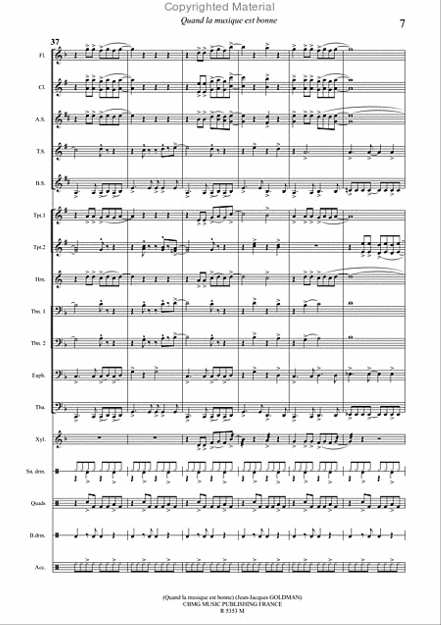 Quand la Musique Est Bonne Concert Band scores gallery preview page 8