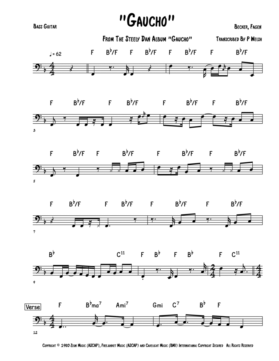 Gaucho Gaucho Bass Guitar scores gallery preview page 1