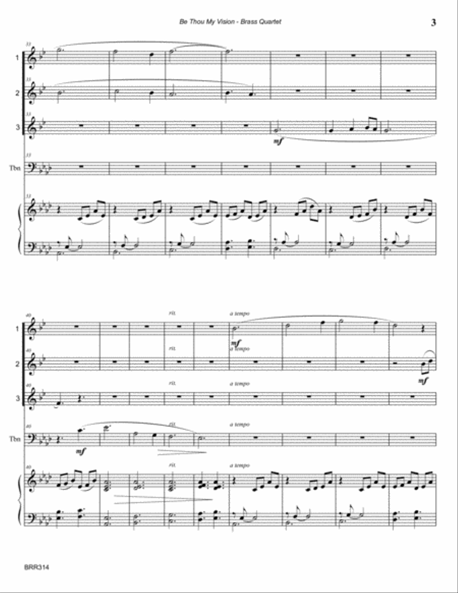 BE THOU MY VISION - BRASS QUARTET with Piano Accompaniment Brass Quartet scores gallery preview page 3