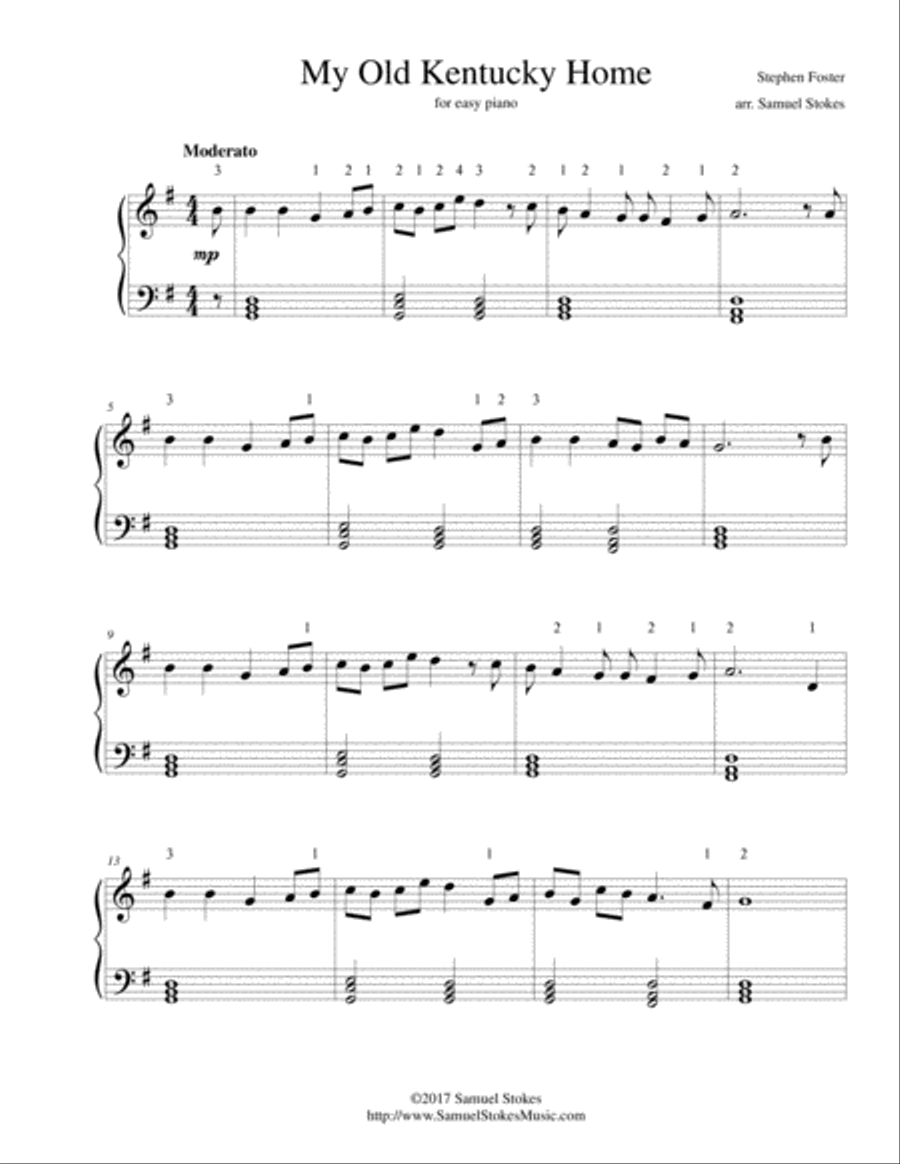 My Old Kentucky Home - for easy piano Easy Piano scores gallery preview page 1