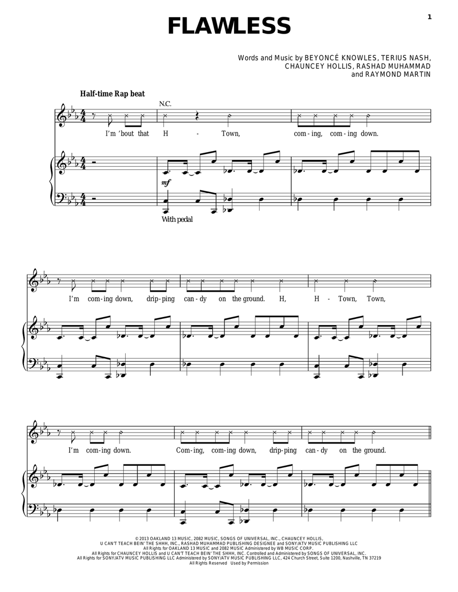 Flawless Piano, Vocal, Guitar scores gallery preview page 1