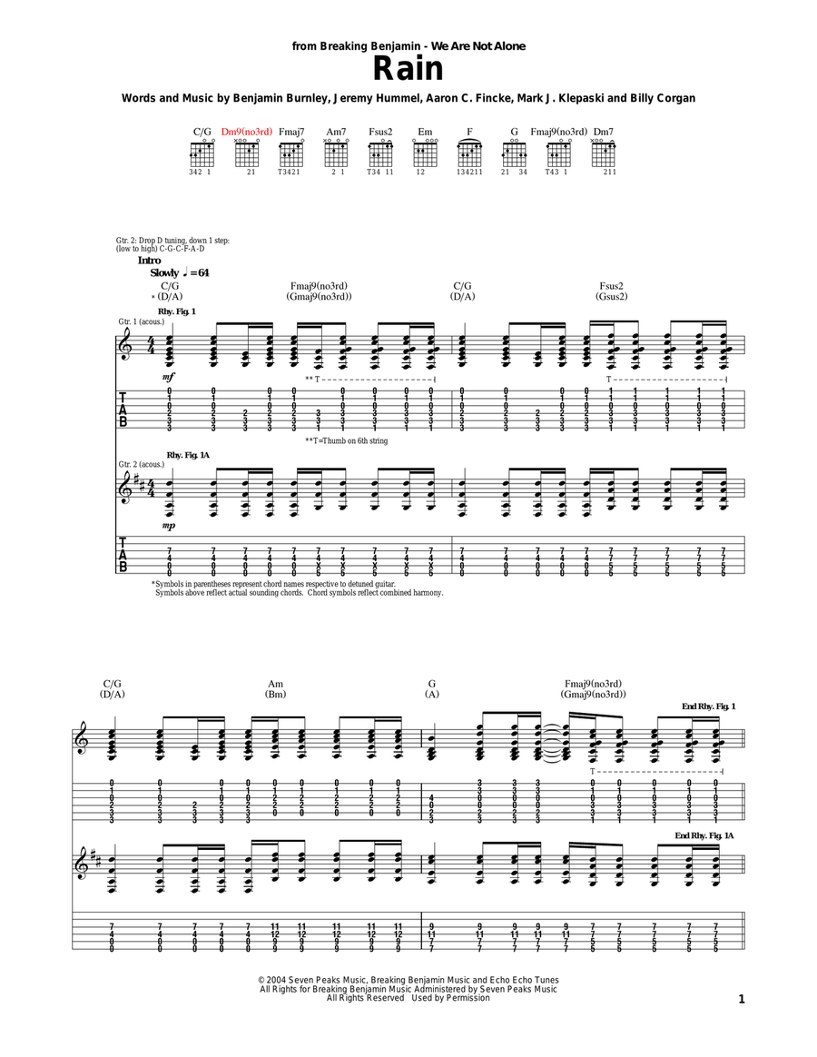 Rain Rain Acoustic Guitar scores gallery preview page 1