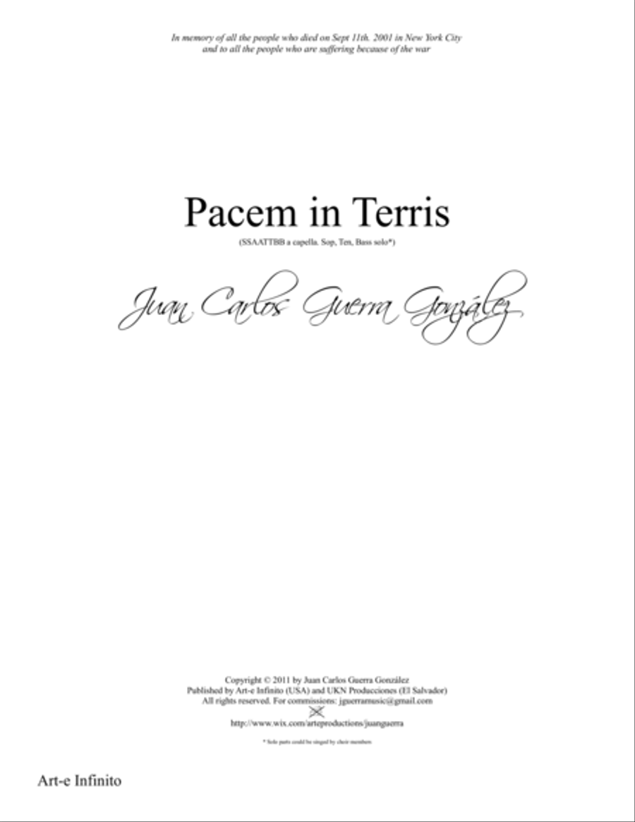 Pacem in Terris - Juan Guerra Gonzalez A Cappella scores gallery preview page 1