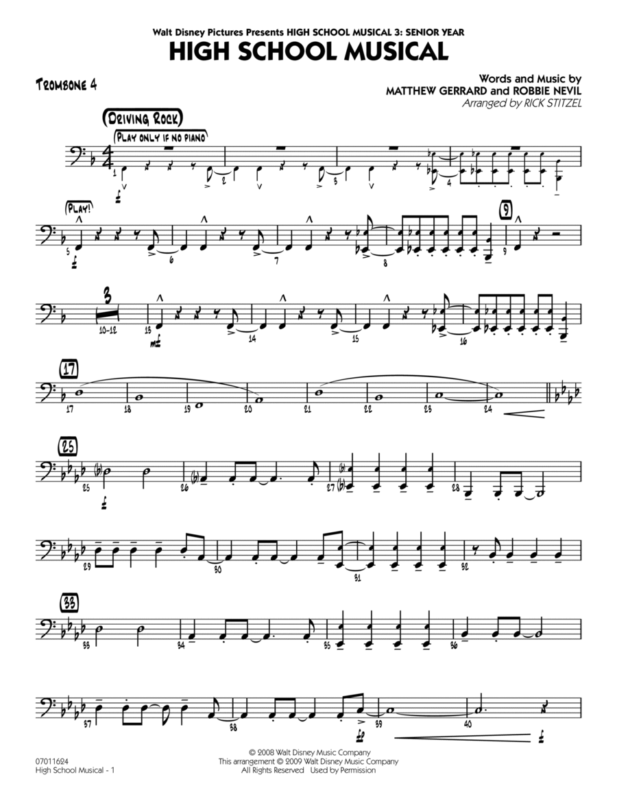 High School Musical (from "High School Musical 3: Senior Year") - Trombone 4