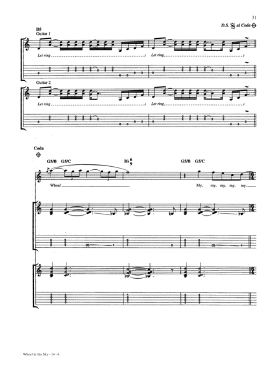 Wheel in the Sky Guitar Tablature scores gallery preview page 6