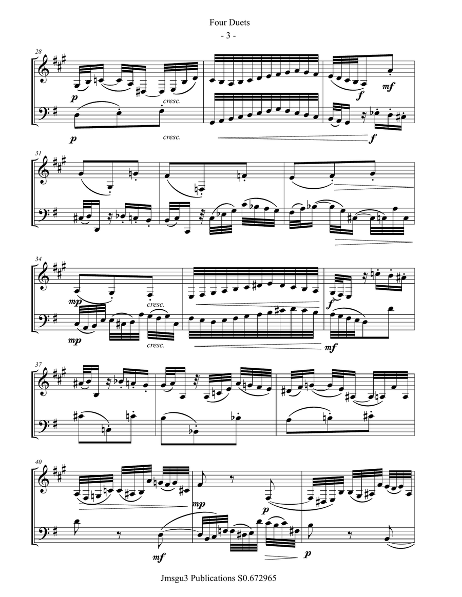 Bach: Four Duets for Bass Clarinet & Cello Chamber Music scores gallery preview page 3