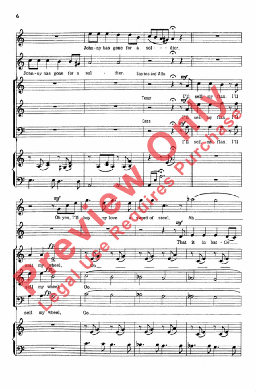 Johnny Has Gone for a Soldier 4-Part scores gallery preview page 6