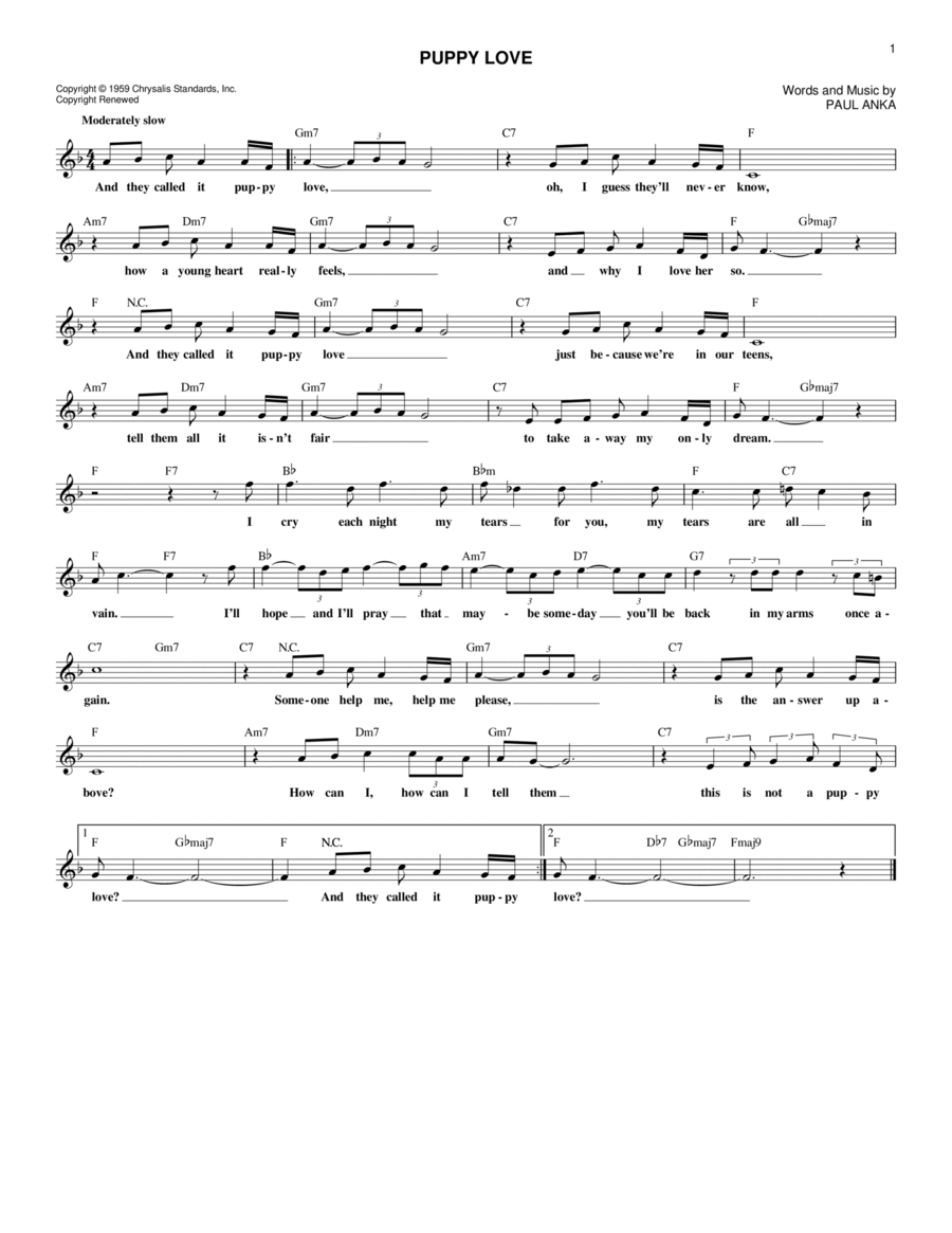 Puppy Love Guitar scores gallery preview page 1