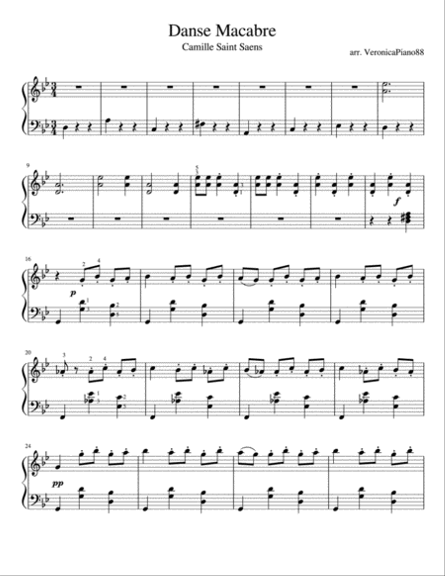 Danse Macabre Piano Solo scores gallery preview page 1