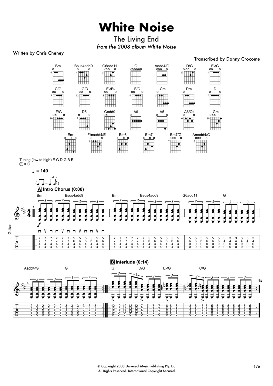 White Noise Acoustic Guitar scores gallery preview page 1