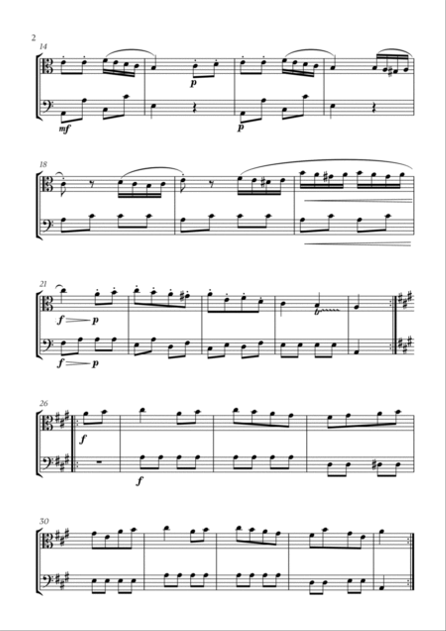 W. A. Mozart - Turkish March (Alla Turca) for Viola and Bassoon Bassoon scores gallery preview page 2