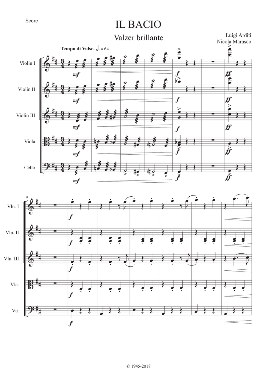 Il Bacio - Full score Small Ensemble scores gallery preview page 1