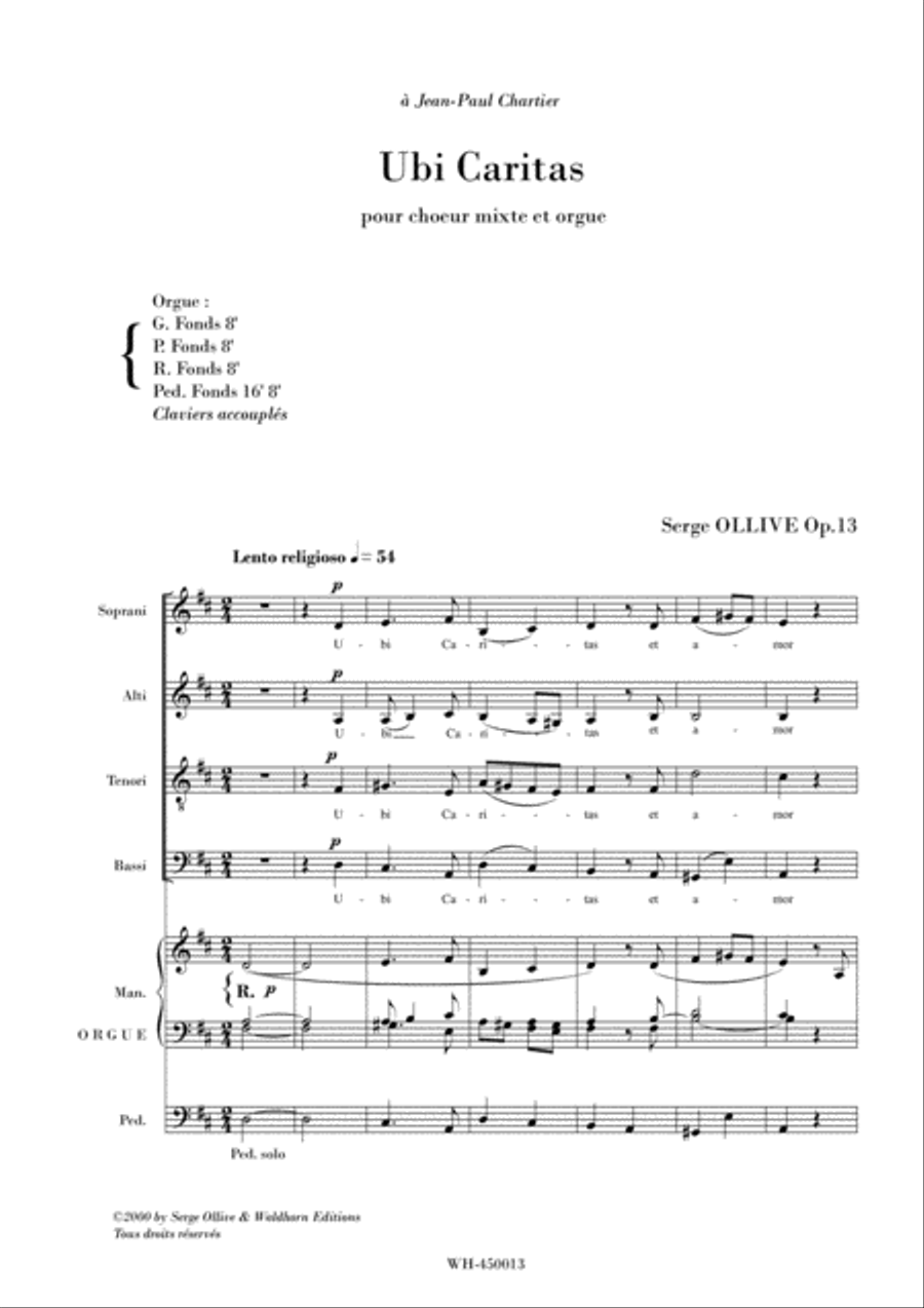 UBI CARITAS, OP. 13 4-Part scores gallery preview page 1
