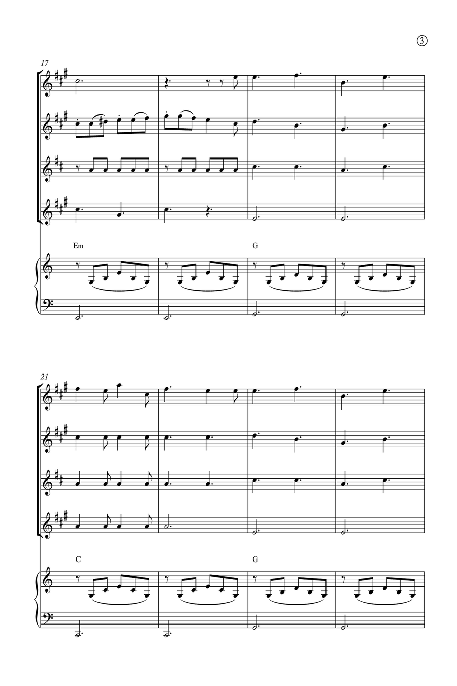 Oh Holy night Saxophone Quartet scores gallery preview page 3
