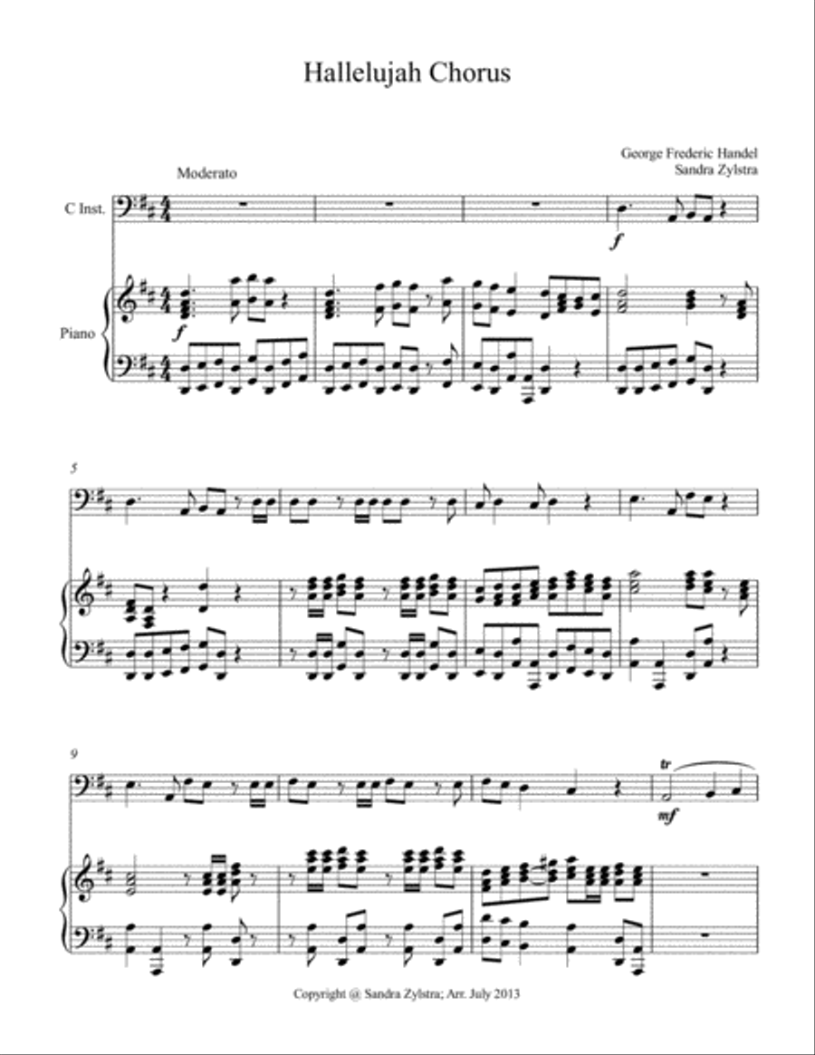 Hallelujah Chorus (bass C instrument solo) Euphonium scores gallery preview page 2