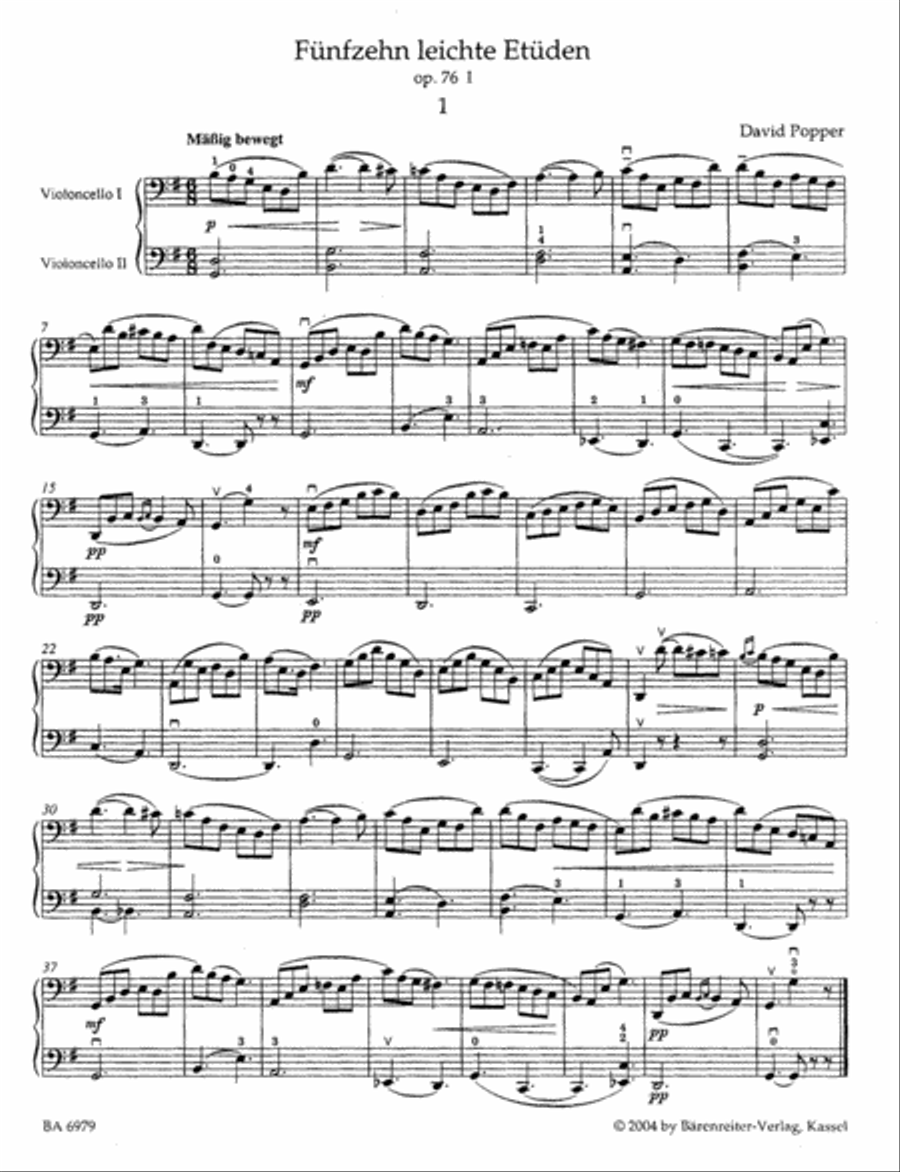 Funfzehn leichte, melodisch-harmonische Etuden fur Violoncello mit Begleitung eines zweiten Violoncellos (ad libitum) I - Zehn mittelschwere grosse Etuden fur Violoncello solo, Op. 76 Cello Solo scores gallery preview page 2
