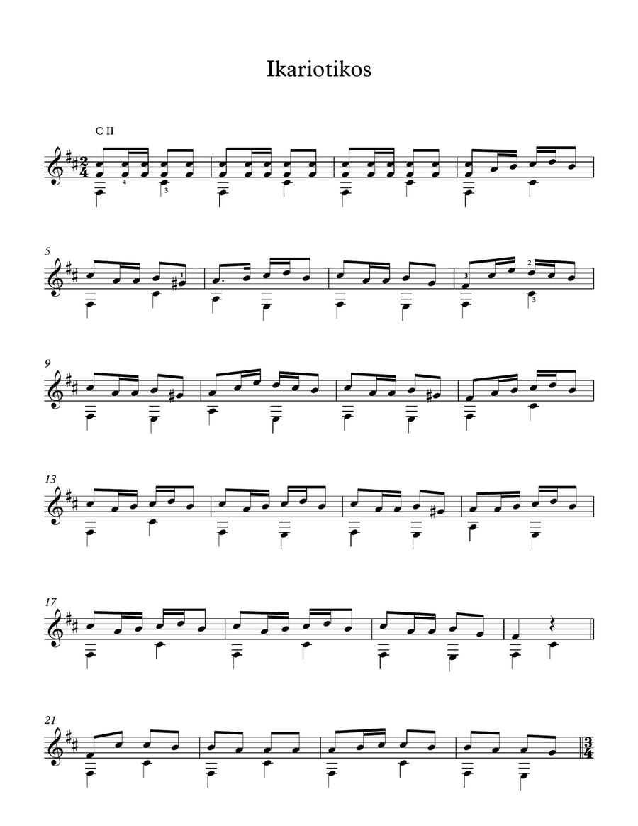 Ikariotikos - Traditional Greek Song Guitar Solo scores gallery preview page 1
