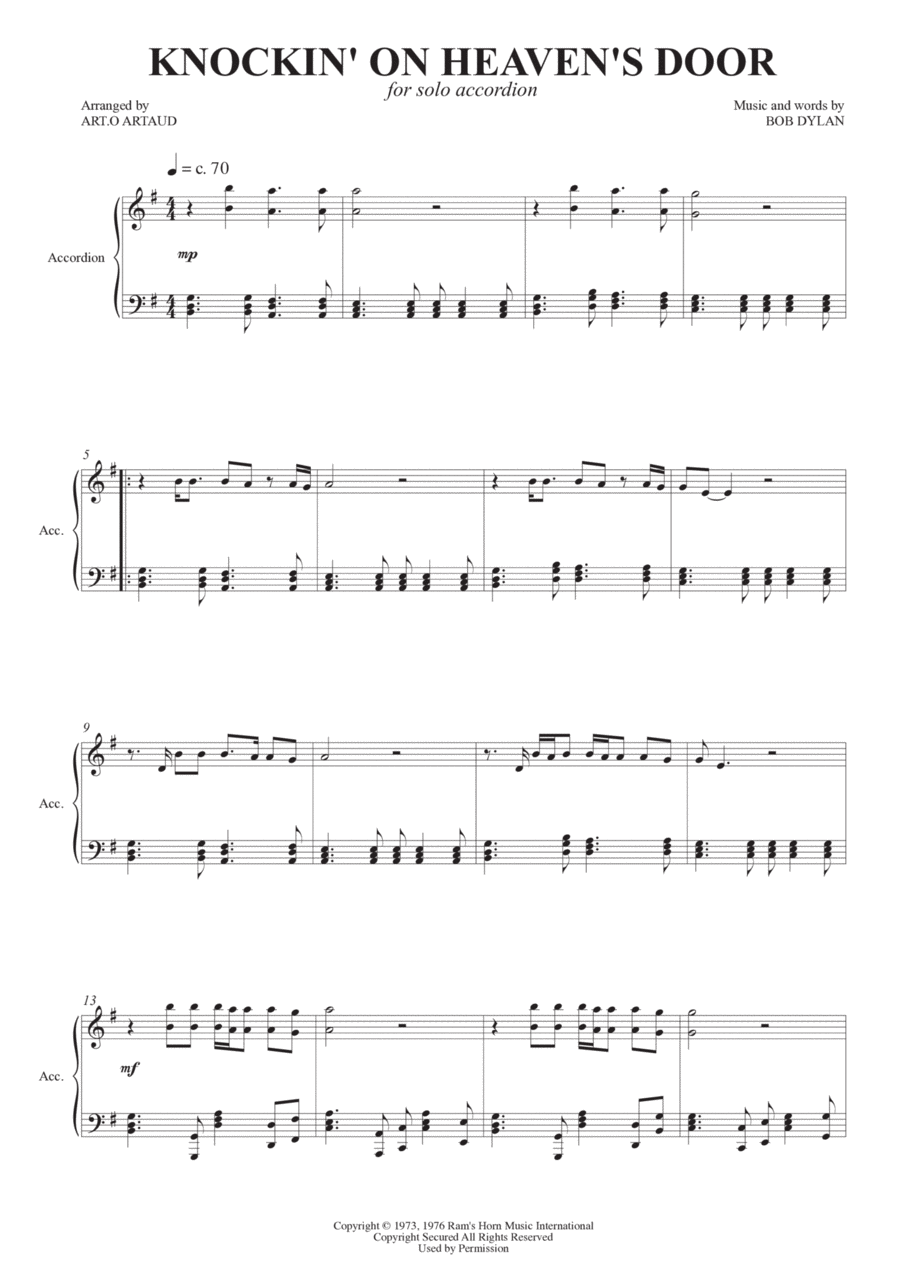 Knockin' On Heaven's Door Chamber Music scores gallery preview page 1