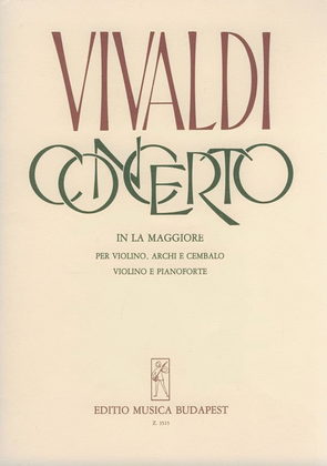 Book cover for Concerto in la maggiore