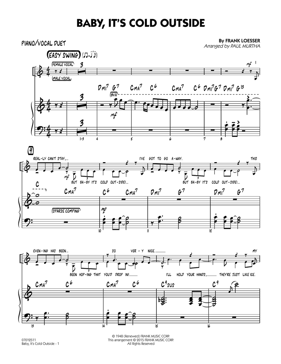 Baby, It's Cold Outside (Key: C) - Piano/Vocal Duet Piano scores gallery preview page 1