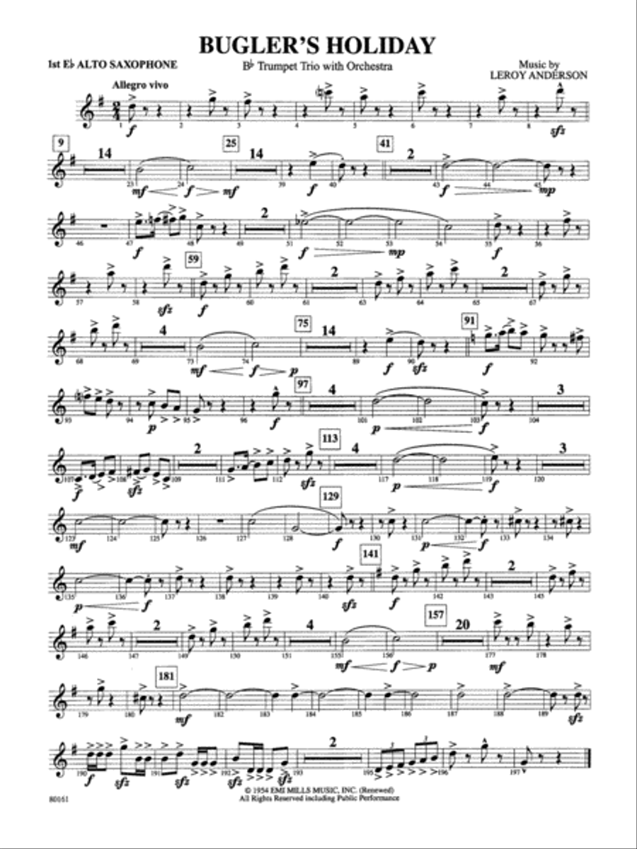 Bugler's Holiday: E-flat Alto Saxophone Full Orchestra scores gallery preview page 1