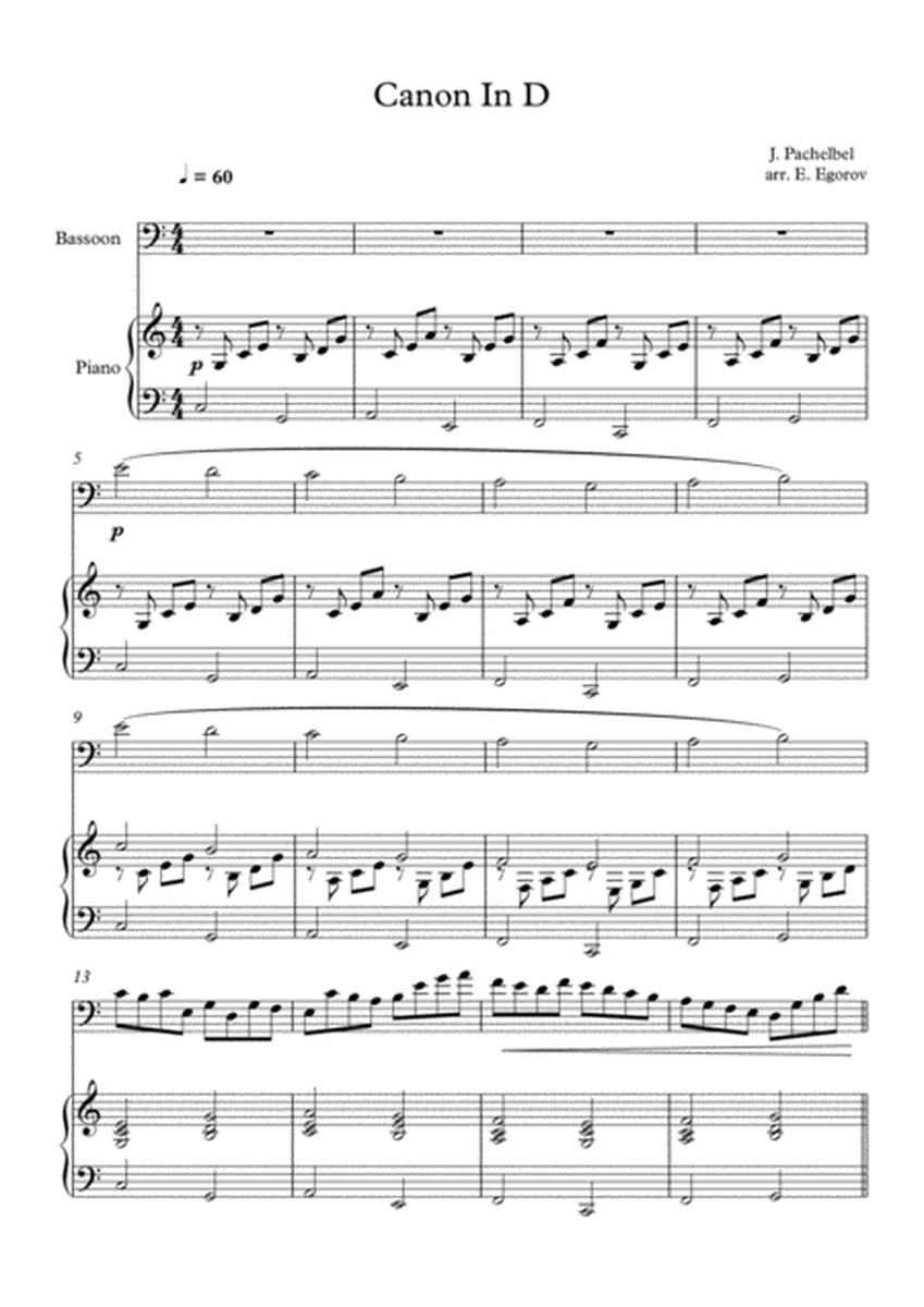 Canon In D, Johann Pachelbel, For Bassoon & Piano image number null