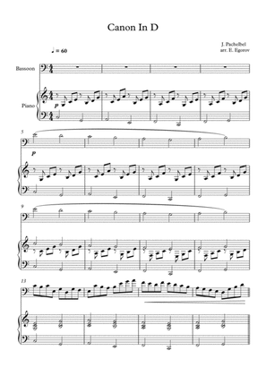 Canon In D, Johann Pachelbel, For Bassoon & Piano